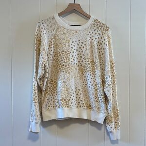 American Eagle Yellow and White Paisley Patterned Sweatshirt